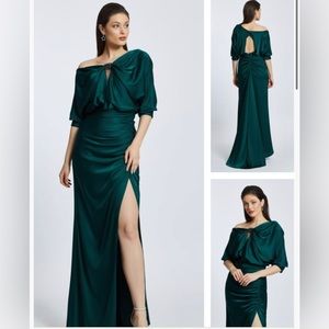 Green Silk Satin Dress